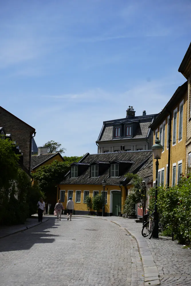 A quiet cobbled street in the old town of Lund